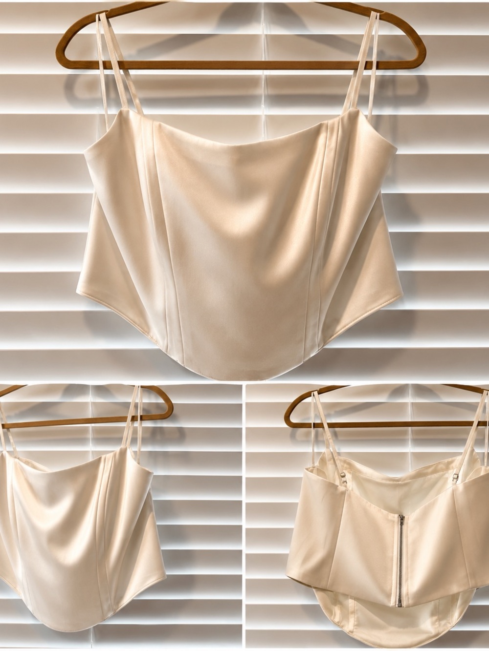 Astr Satin Corset Crop Top in Cream